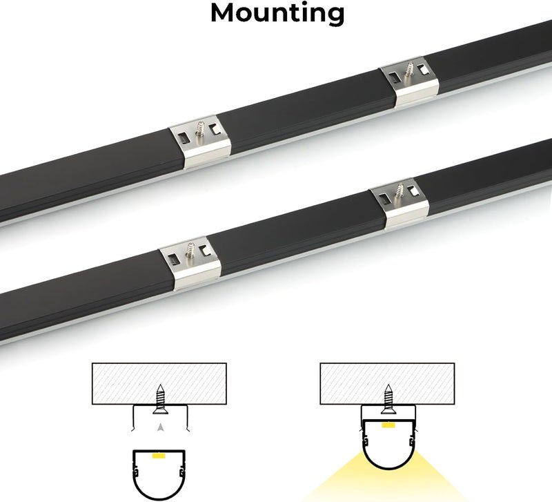 VST 10Pack 3.3FT/1M Excellent Spotless LED Channel System with Milky White Cover Black Aluminum U Shape LED Channel for LED Strip Lights - Image 5